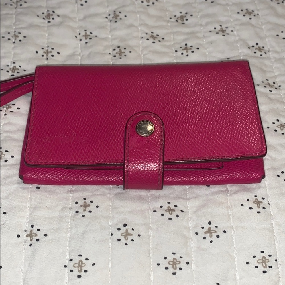 Pink Coach Wallet with detachable wristband
